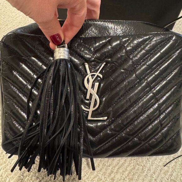 LOULOU medium in MATELASSÉ lambskin in Black | Saint Laurent  Saint Laurent (YSL) Medium Lou Crossbody Matelesse Monogram Shiny Blk - FULL SET